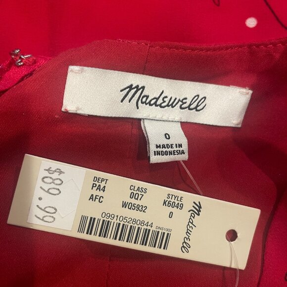 NWT Madewell Sz 0 Hazelwood Wrap-Front Mini Dress in Windswept Floral Red - Picture 3 of 15